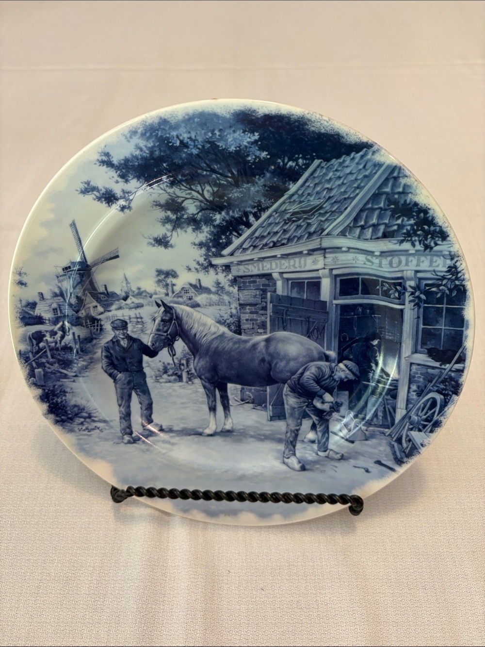 Vintage Ter Steege BV Delft Blue Handdecorated Wall Plate “The Blacksmith “